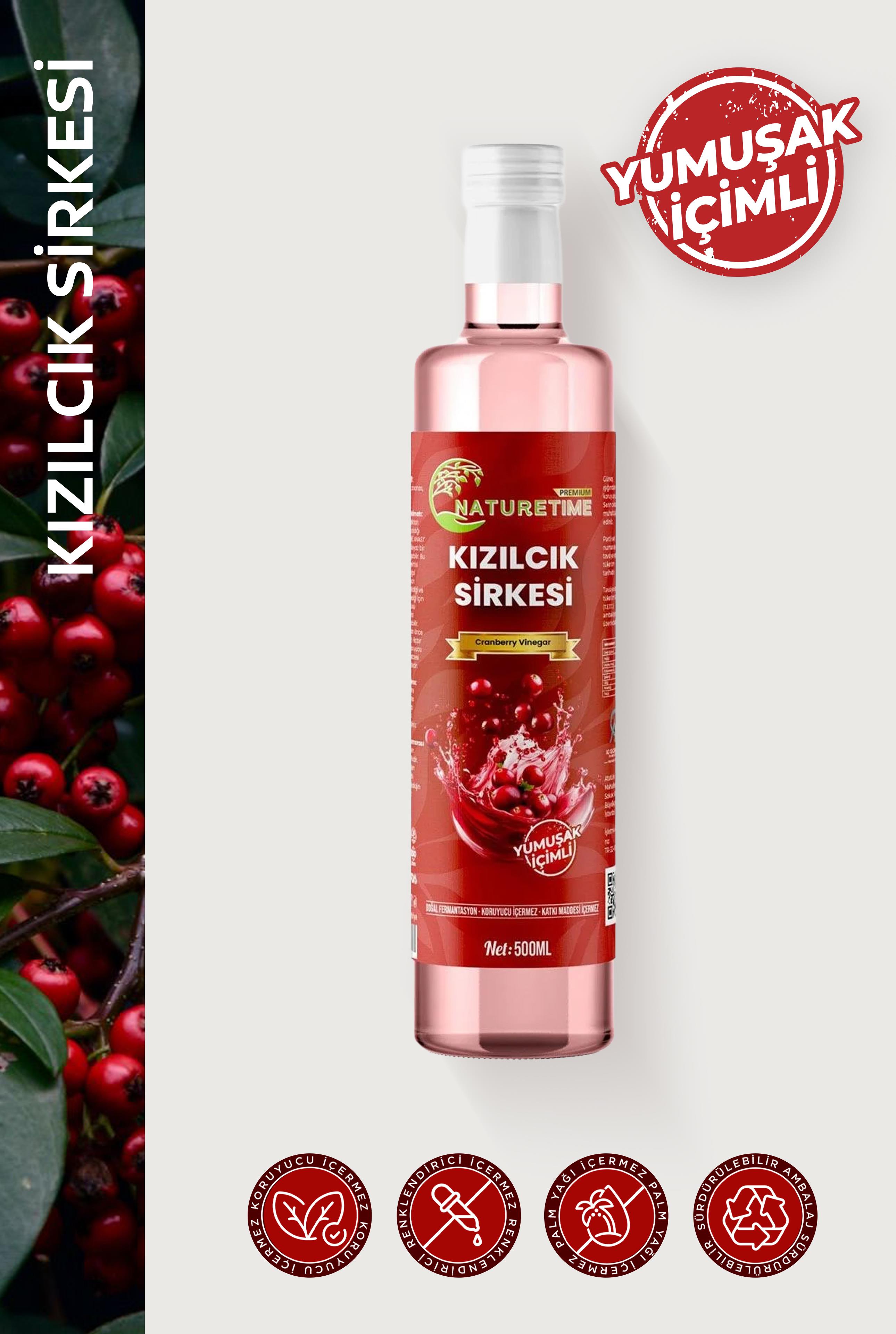 Kızılcık Sirkesi 500 ml (Yumuşak İçimli)