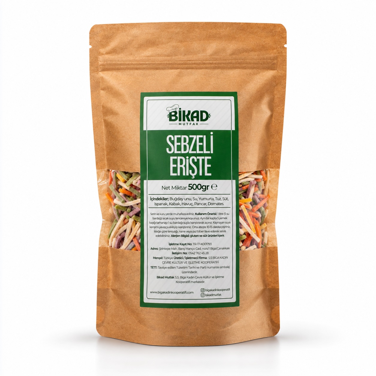 BİKAD Mutfak Sebzeli Erişte (500 Gr.)